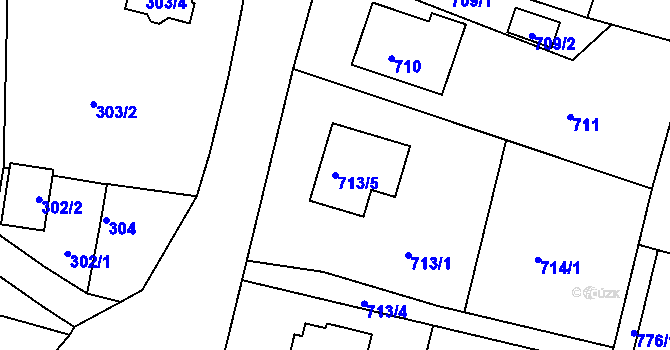 Parcela st. 713/5 v KÚ Velíková, Katastrální mapa
