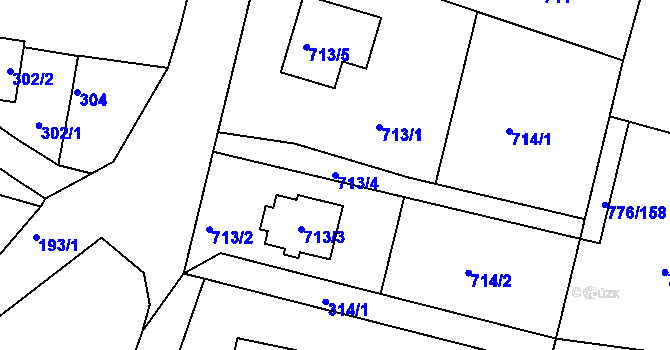 Parcela st. 713/4 v KÚ Velíková, Katastrální mapa