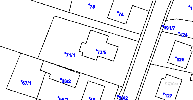 Parcela st. 73/5 v KÚ Velíková, Katastrální mapa