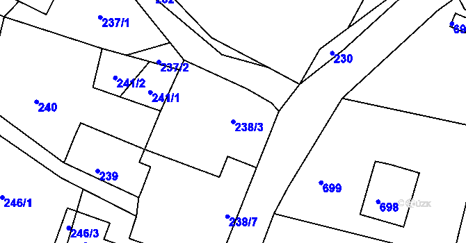 Parcela st. 238/3 v KÚ Velíková, Katastrální mapa