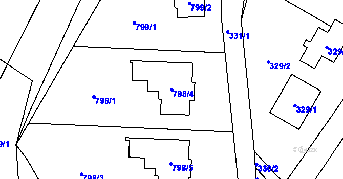 Parcela st. 798/4 v KÚ Velíková, Katastrální mapa