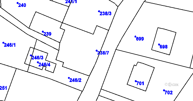 Parcela st. 238/7 v KÚ Velíková, Katastrální mapa