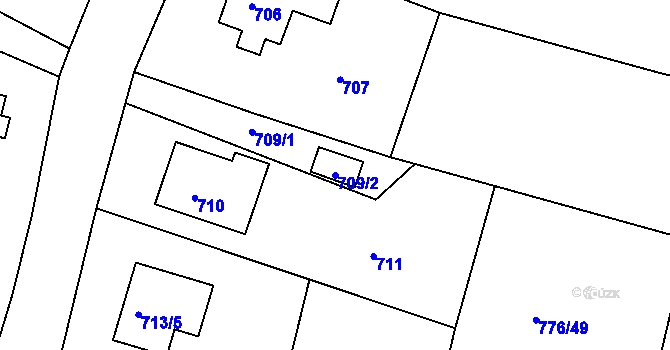Parcela st. 709/2 v KÚ Velíková, Katastrální mapa