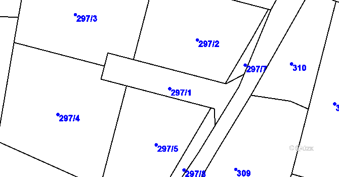 Parcela st. 297/1 v KÚ Velíková, Katastrální mapa