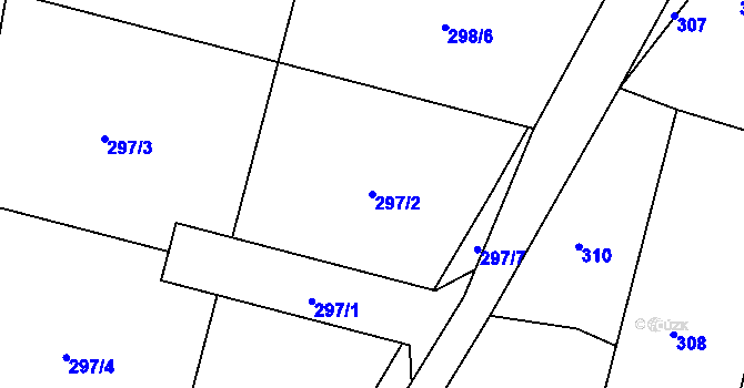 Parcela st. 297/2 v KÚ Velíková, Katastrální mapa