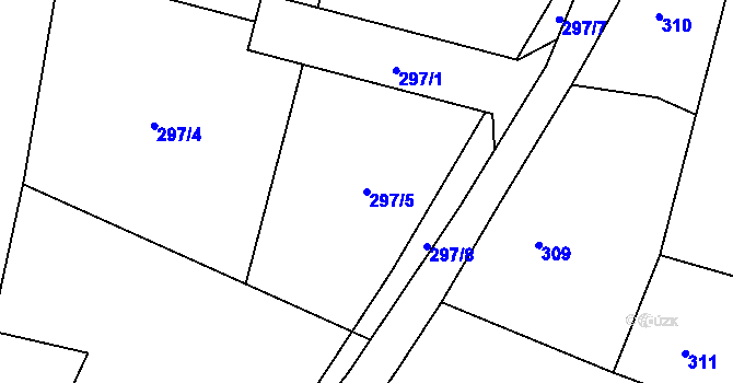 Parcela st. 297/5 v KÚ Velíková, Katastrální mapa