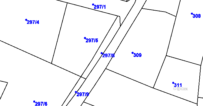 Parcela st. 297/8 v KÚ Velíková, Katastrální mapa