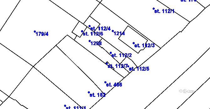 Parcela st. 112/2 v KÚ Velim, Katastrální mapa