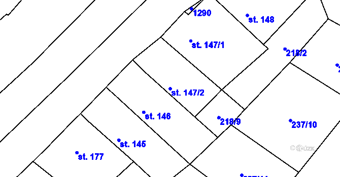 Parcela st. 147/2 v KÚ Velim, Katastrální mapa