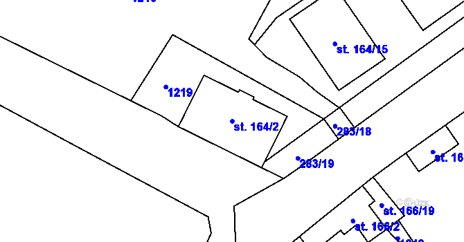 Parcela st. 164/2 v KÚ Velim, Katastrální mapa