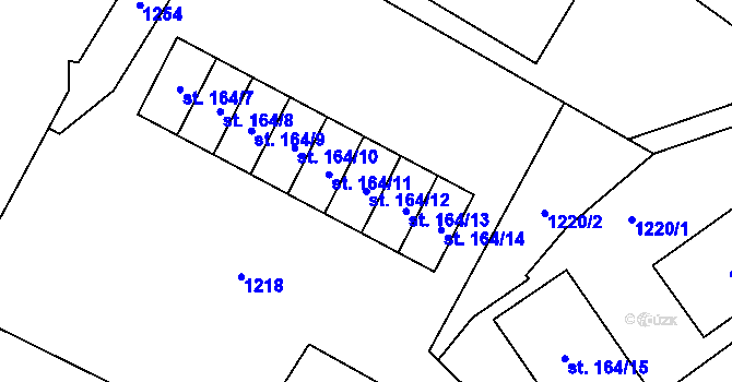 Parcela st. 164/12 v KÚ Velim, Katastrální mapa