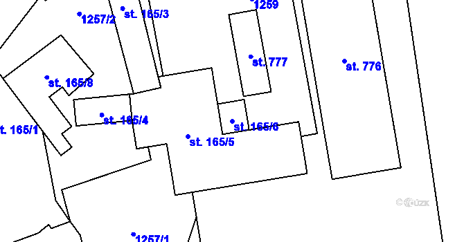 Parcela st. 165/6 v KÚ Velim, Katastrální mapa