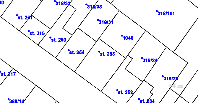 Parcela st. 253 v KÚ Velim, Katastrální mapa