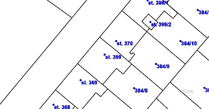 Parcela st. 399 v KÚ Velim, Katastrální mapa