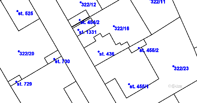 Parcela st. 436 v KÚ Velim, Katastrální mapa