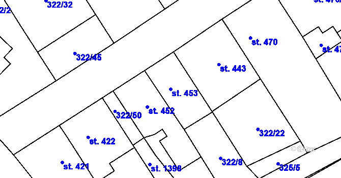 Parcela st. 453 v KÚ Velim, Katastrální mapa