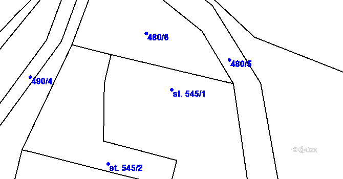Parcela st. 545/1 v KÚ Velim, Katastrální mapa