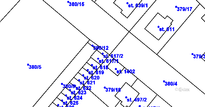 Parcela st. 617/2 v KÚ Velim, Katastrální mapa