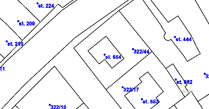 Parcela st. 654 v KÚ Velim, Katastrální mapa