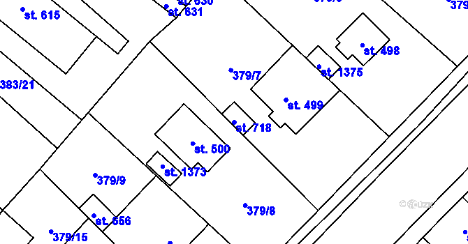 Parcela st. 718 v KÚ Velim, Katastrální mapa
