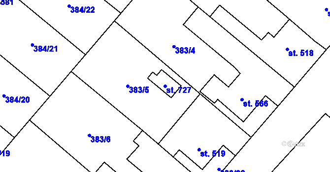 Parcela st. 727 v KÚ Velim, Katastrální mapa