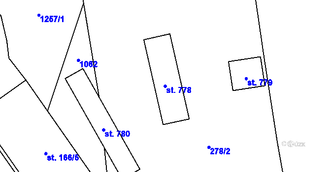 Parcela st. 778 v KÚ Velim, Katastrální mapa
