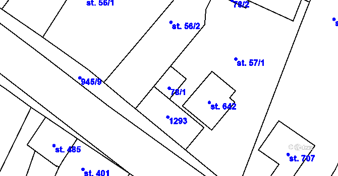 Parcela st. 78/1 v KÚ Velim, Katastrální mapa