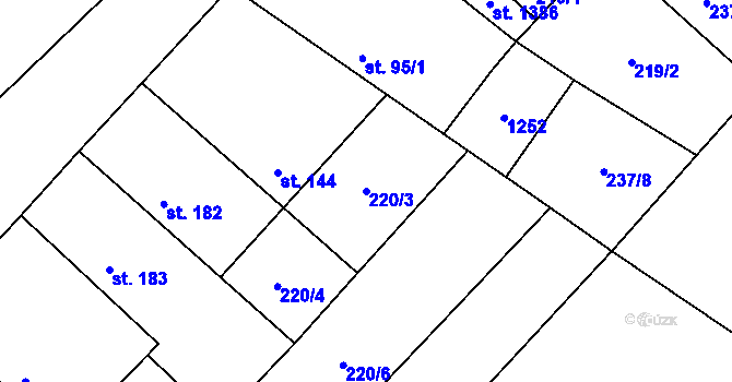 Parcela st. 220/3 v KÚ Velim, Katastrální mapa
