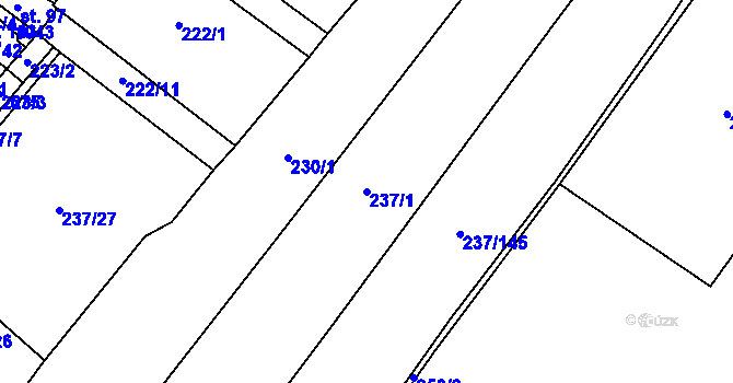 Parcela st. 237/1 v KÚ Velim, Katastrální mapa