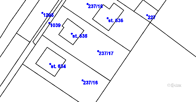 Parcela st. 237/17 v KÚ Velim, Katastrální mapa