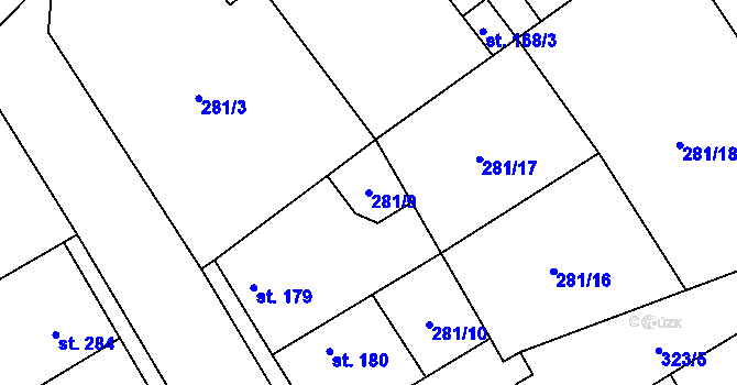 Parcela st. 281/9 v KÚ Velim, Katastrální mapa
