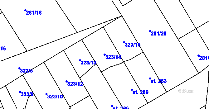 Parcela st. 323/14 v KÚ Velim, Katastrální mapa