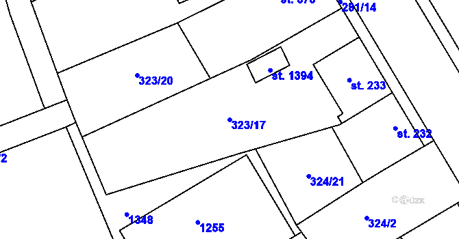 Parcela st. 323/17 v KÚ Velim, Katastrální mapa