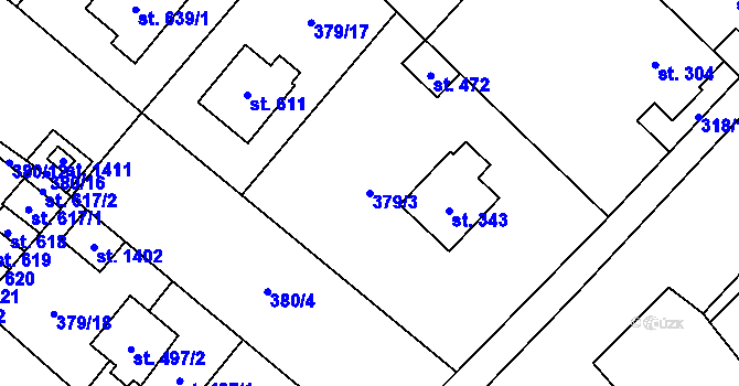 Parcela st. 379/3 v KÚ Velim, Katastrální mapa