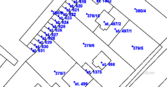 Parcela st. 379/6 v KÚ Velim, Katastrální mapa