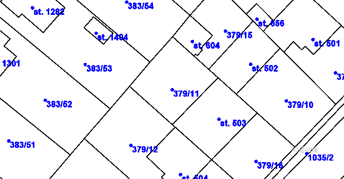 Parcela st. 379/11 v KÚ Velim, Katastrální mapa