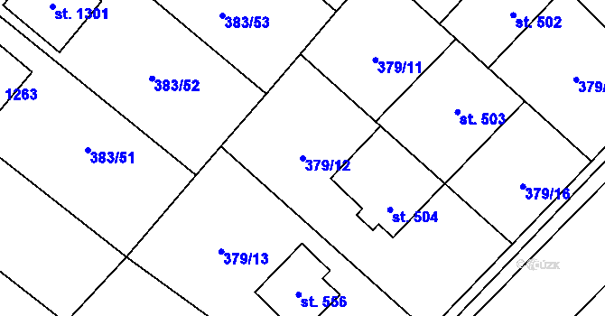 Parcela st. 379/12 v KÚ Velim, Katastrální mapa