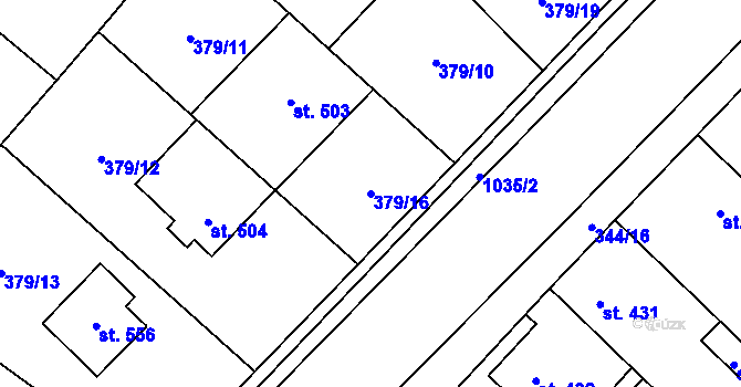 Parcela st. 379/16 v KÚ Velim, Katastrální mapa