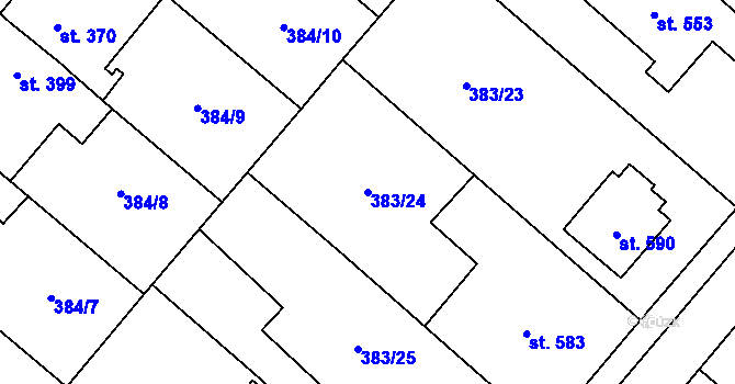 Parcela st. 383/24 v KÚ Velim, Katastrální mapa