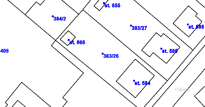 Parcela st. 383/26 v KÚ Velim, Katastrální mapa