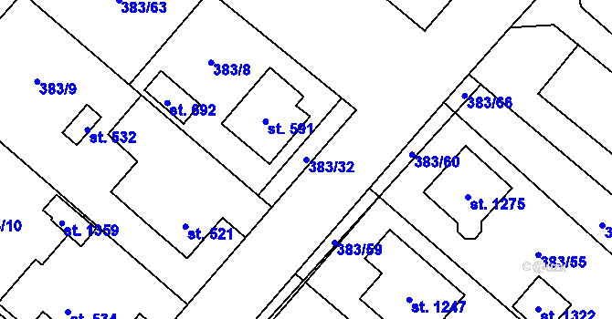 Parcela st. 383/32 v KÚ Velim, Katastrální mapa
