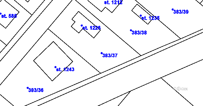 Parcela st. 383/37 v KÚ Velim, Katastrální mapa