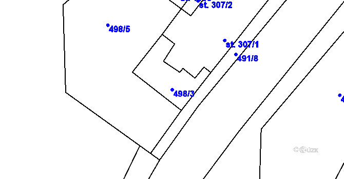 Parcela st. 498/3 v KÚ Velim, Katastrální mapa