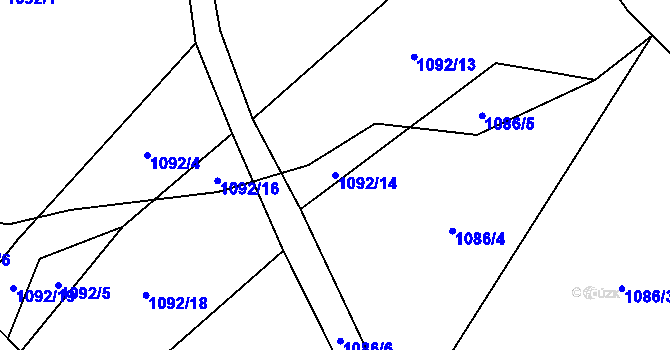 Parcela st. 1092/14 v KÚ Velim, Katastrální mapa