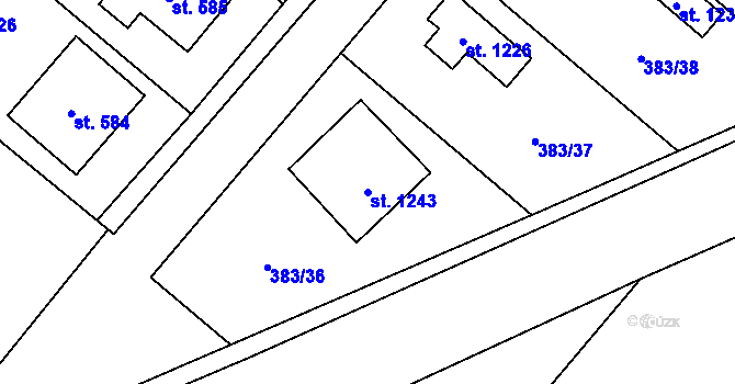 Parcela st. 1243 v KÚ Velim, Katastrální mapa