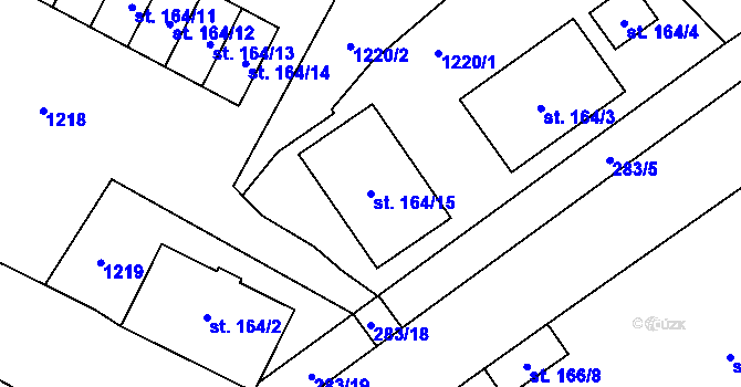 Parcela st. 164/15 v KÚ Velim, Katastrální mapa