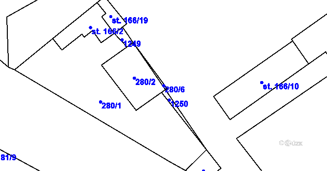 Parcela st. 280/6 v KÚ Velim, Katastrální mapa