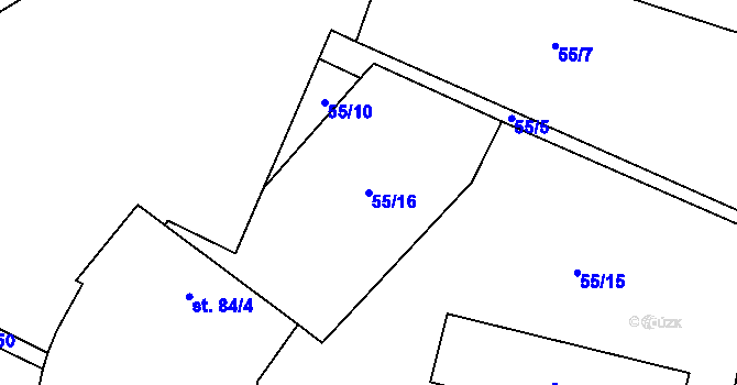 Parcela st. 55/16 v KÚ Velim, Katastrální mapa