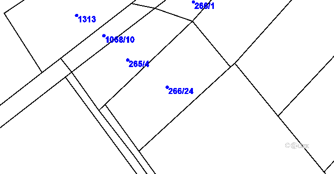 Parcela st. 266/24 v KÚ Velim, Katastrální mapa