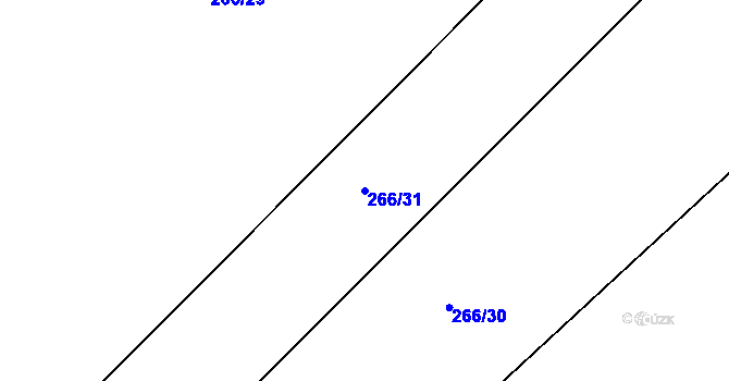 Parcela st. 266/31 v KÚ Velim, Katastrální mapa